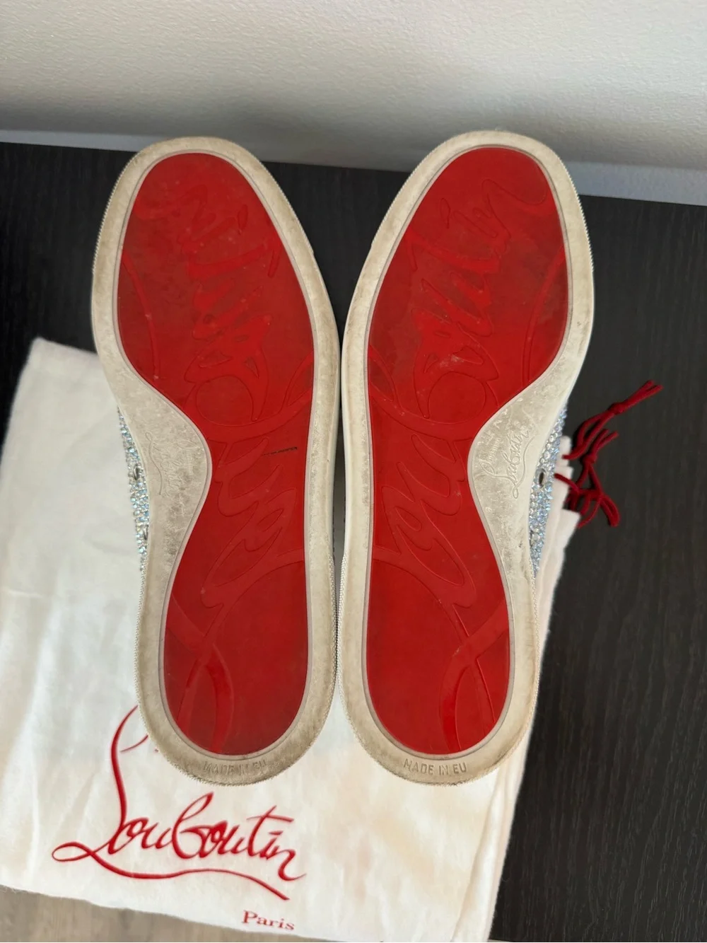 Christian Louboutin Silver Crystal Low-Top Sneakers (42)